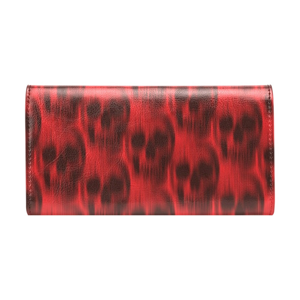 Skull Red Print Design LKS306 Women's Trifold Wallet