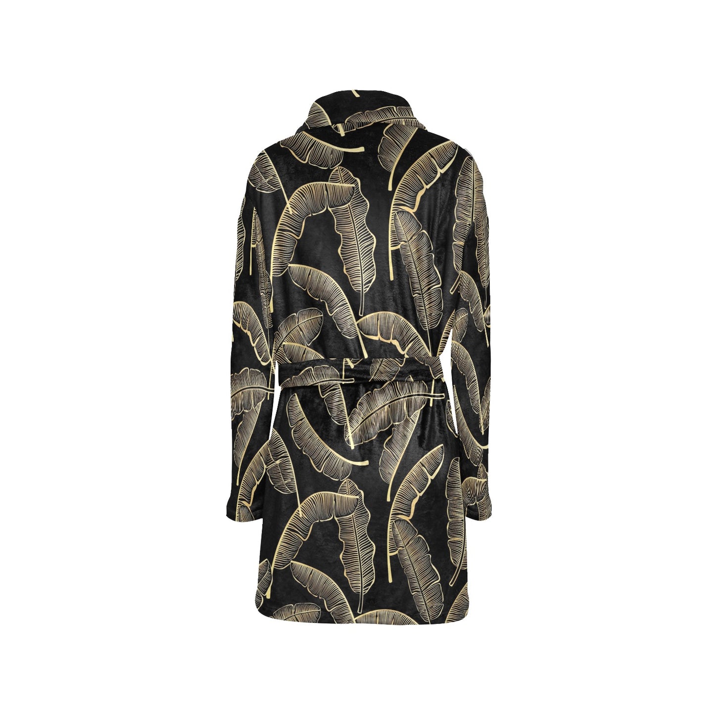 Banana Leaf Pattern Print Design BL07 Women's Fleece Robe