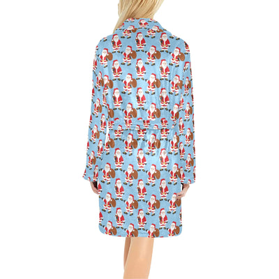 Santa Christmas Themed Print Design LKS305 Women's Fleece Robe