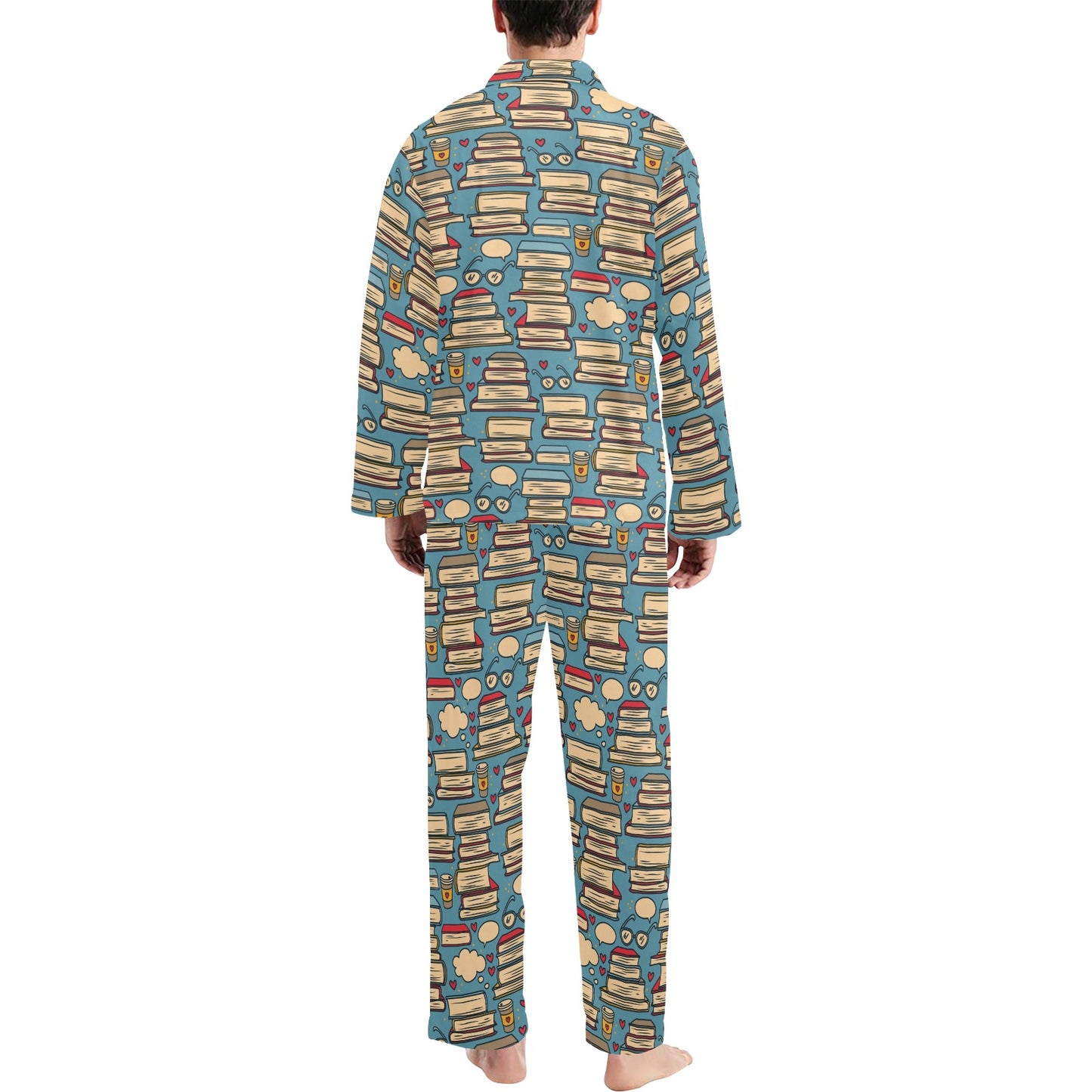 Book Pattern Print Design 03 Men's Long Pajama Set