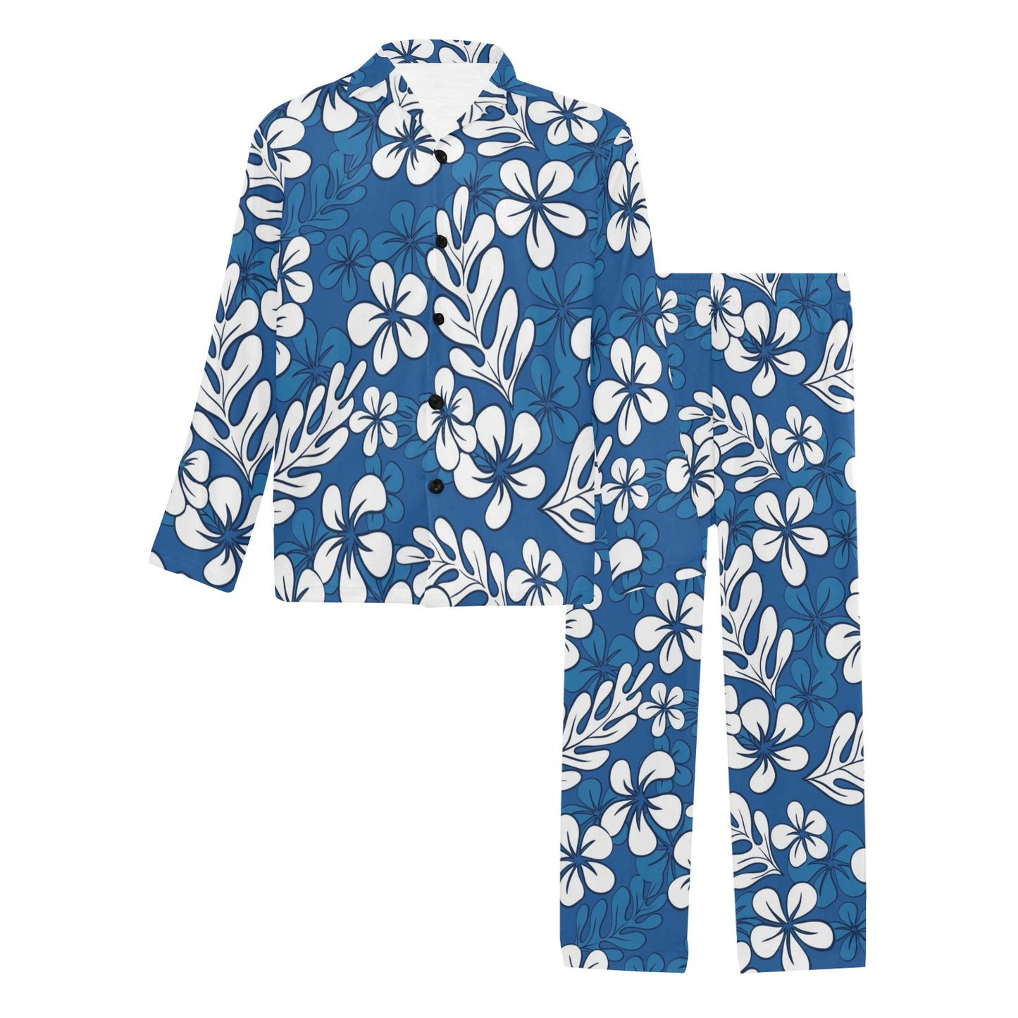 Plumeria Pattern Print Design PM015 Men's Long Pajama Set