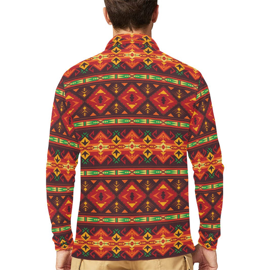 Southwest Pattern Print Design LKS309 Long Sleeve Polo Shirt For Men's