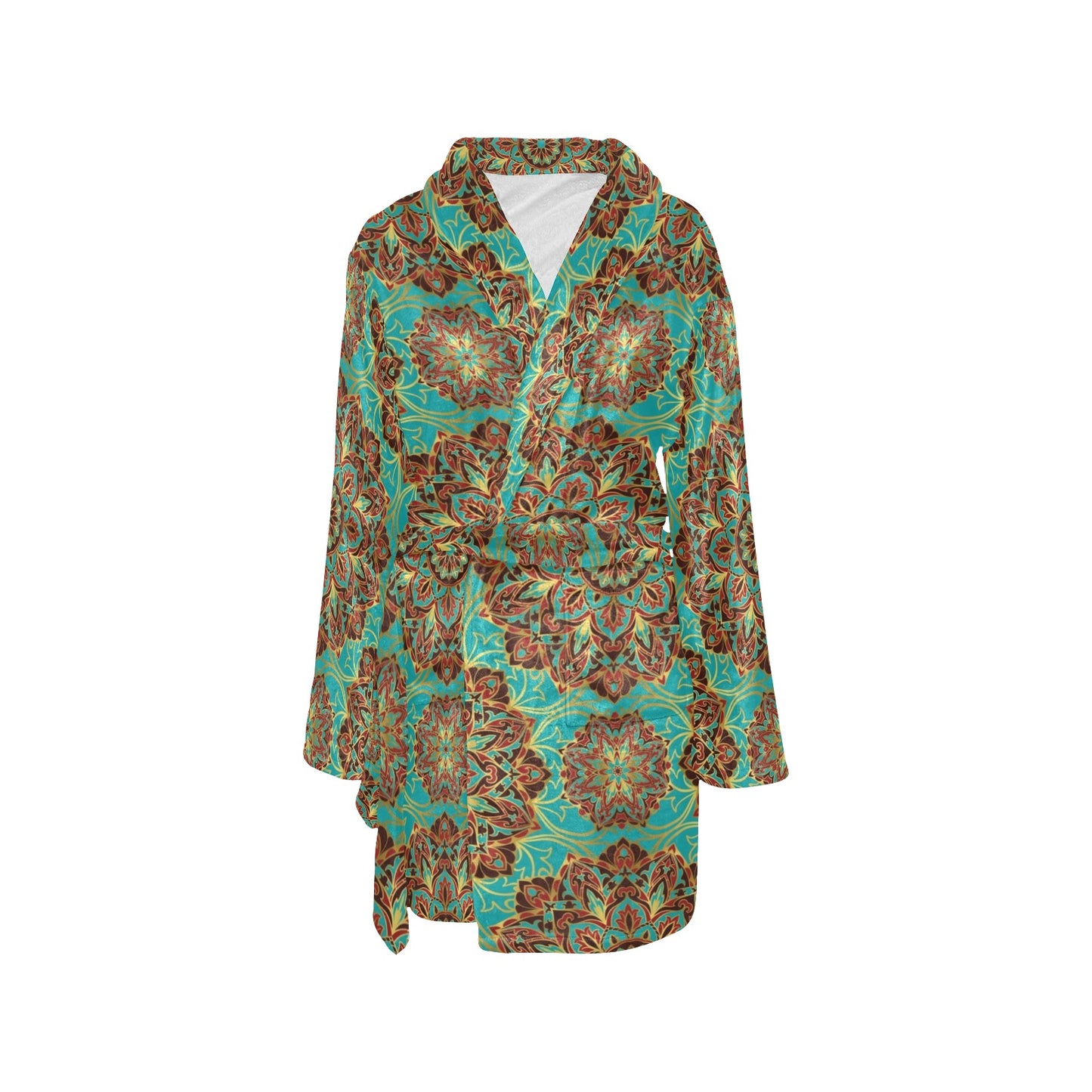 Medallion Pattern Print Design 02 Women's Fleece Robe