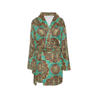 Medallion Pattern Print Design 02 Women's Fleece Robe