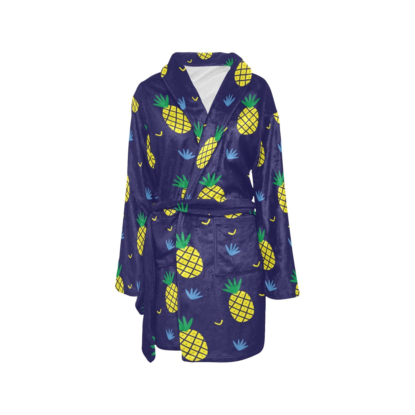 Pineapple Pattern Print Design A01 Women's Fleece Robe