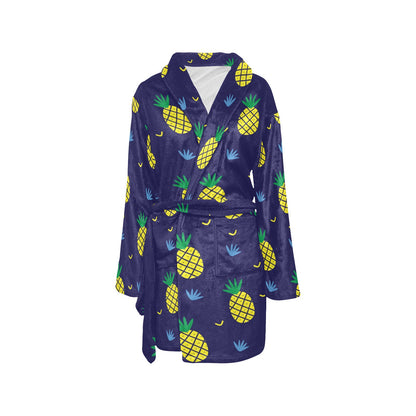 Pineapple Pattern Print Design A01 Women's Fleece Robe