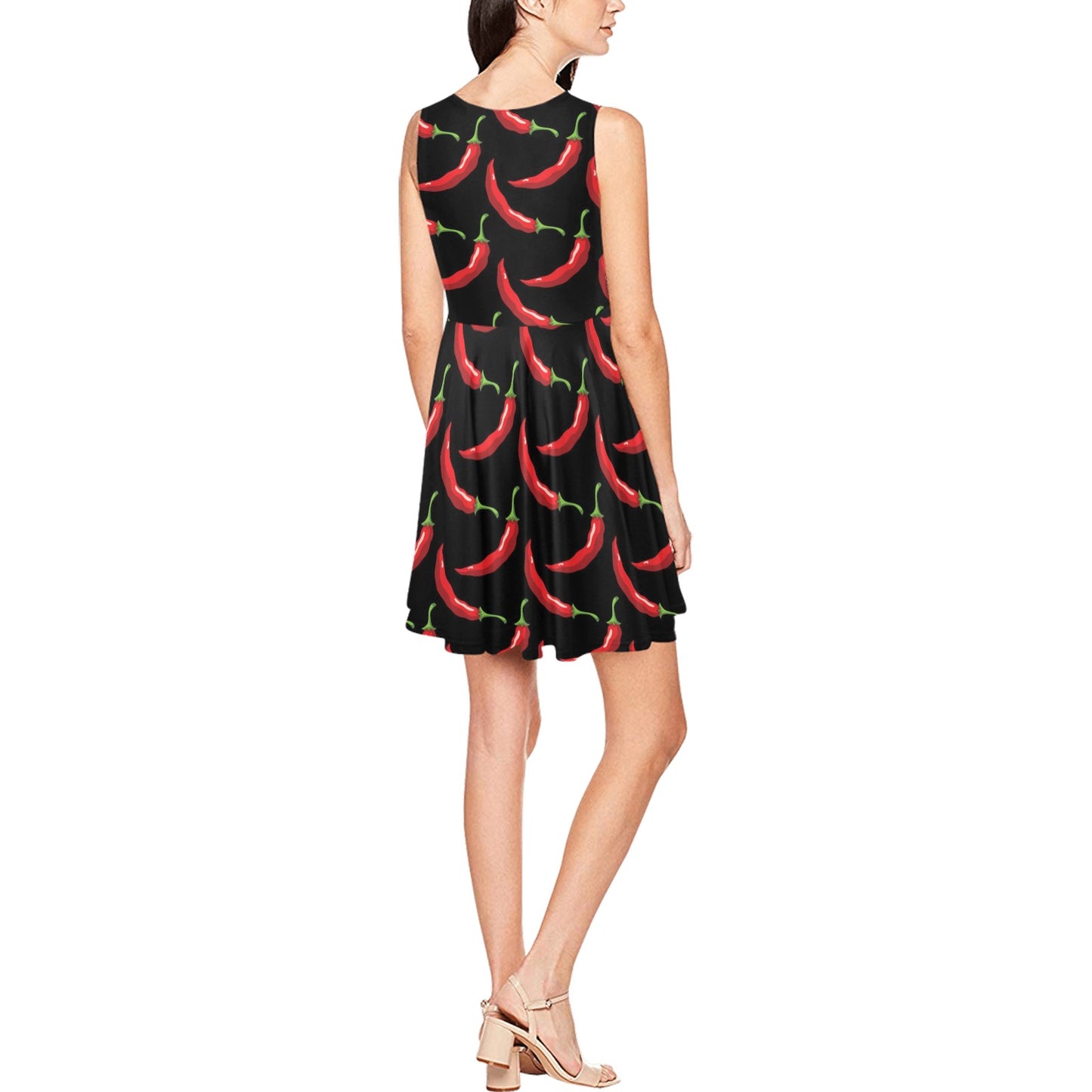 Chilli Pepper Pattern Print Design 01 Sleeveless Dress