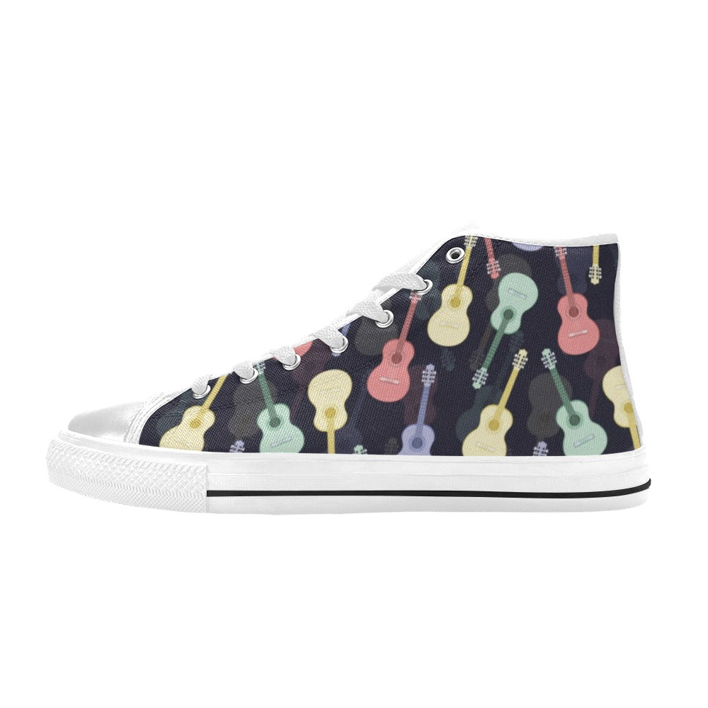 Acoustic Guitar Print Design LKS401 Men's High Top Canvas Shoes