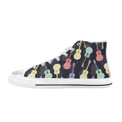 Acoustic Guitar Print Design LKS401 Men's High Top Canvas Shoes