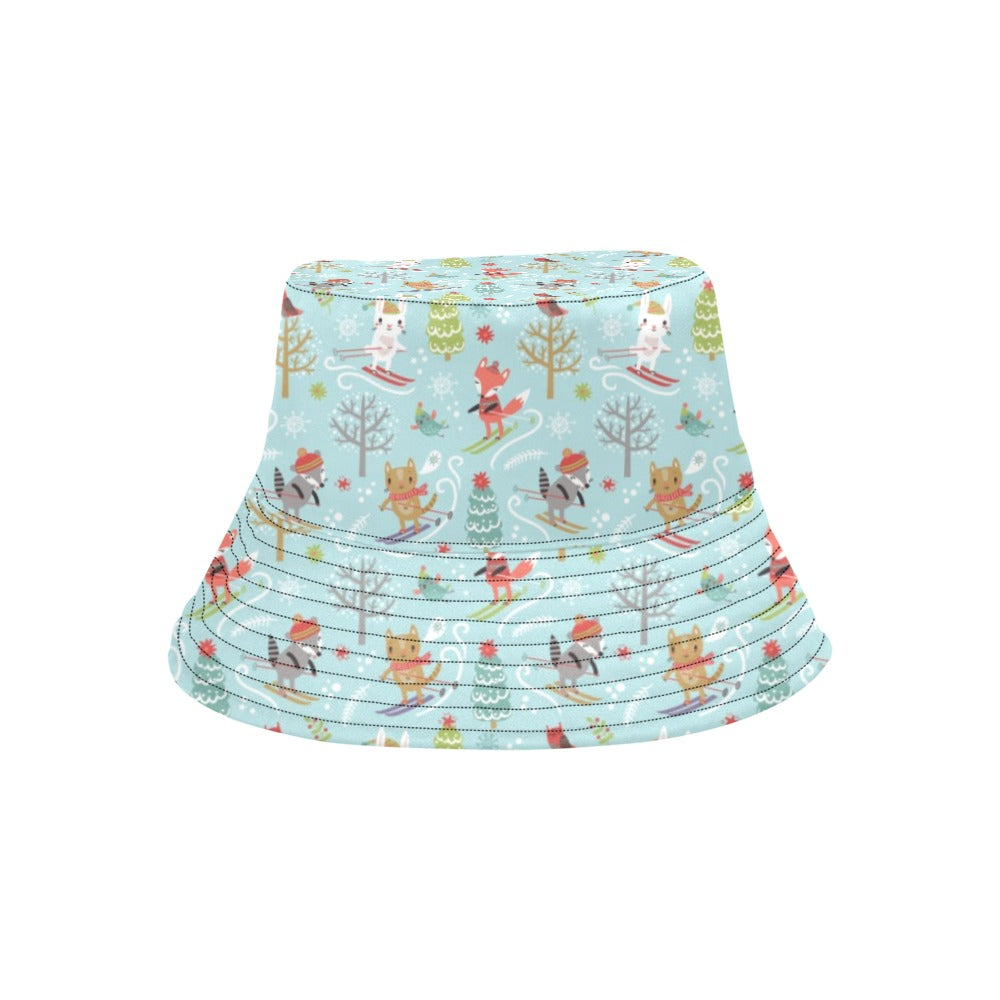 Ski Fox Cute Print Design LKS303 Unisex Bucket Hat