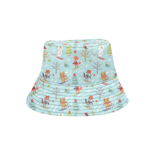 Ski Fox Cute Print Design LKS303 Unisex Bucket Hat