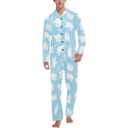 Polar Bear Pattern Print Design PB01 Men's Long Pajama Set