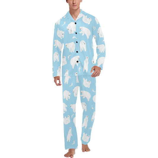 Polar Bear Pattern Print Design PB01 Men's Long Pajama Set