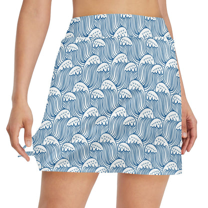 Wave Print Design LKS306 17" Golf & Pickleball Skort with Pockets