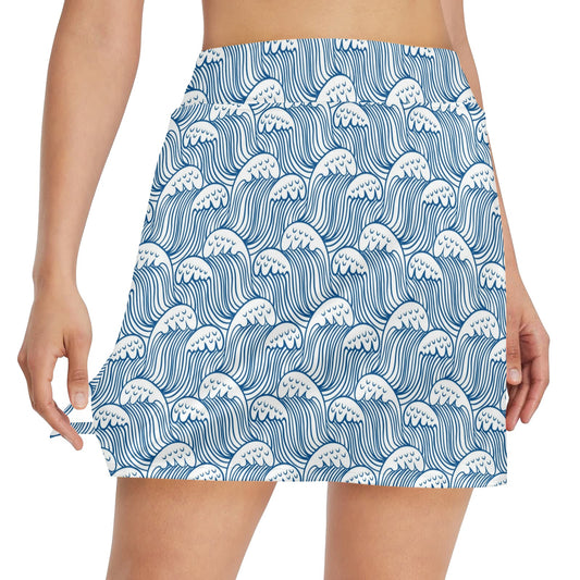 Wave Print Design LKS306 17" Golf & Pickleball Skort with Pockets