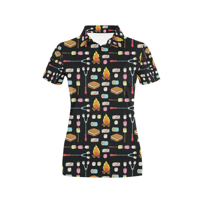 Camping Campfire Marshmallows Women's Polo Shirt