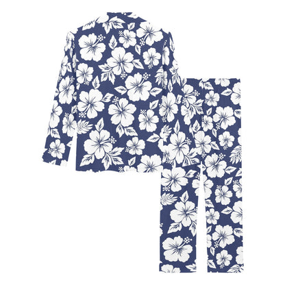 Hibiscus Pattern Print Design HB012 Women's Long Pajama Set