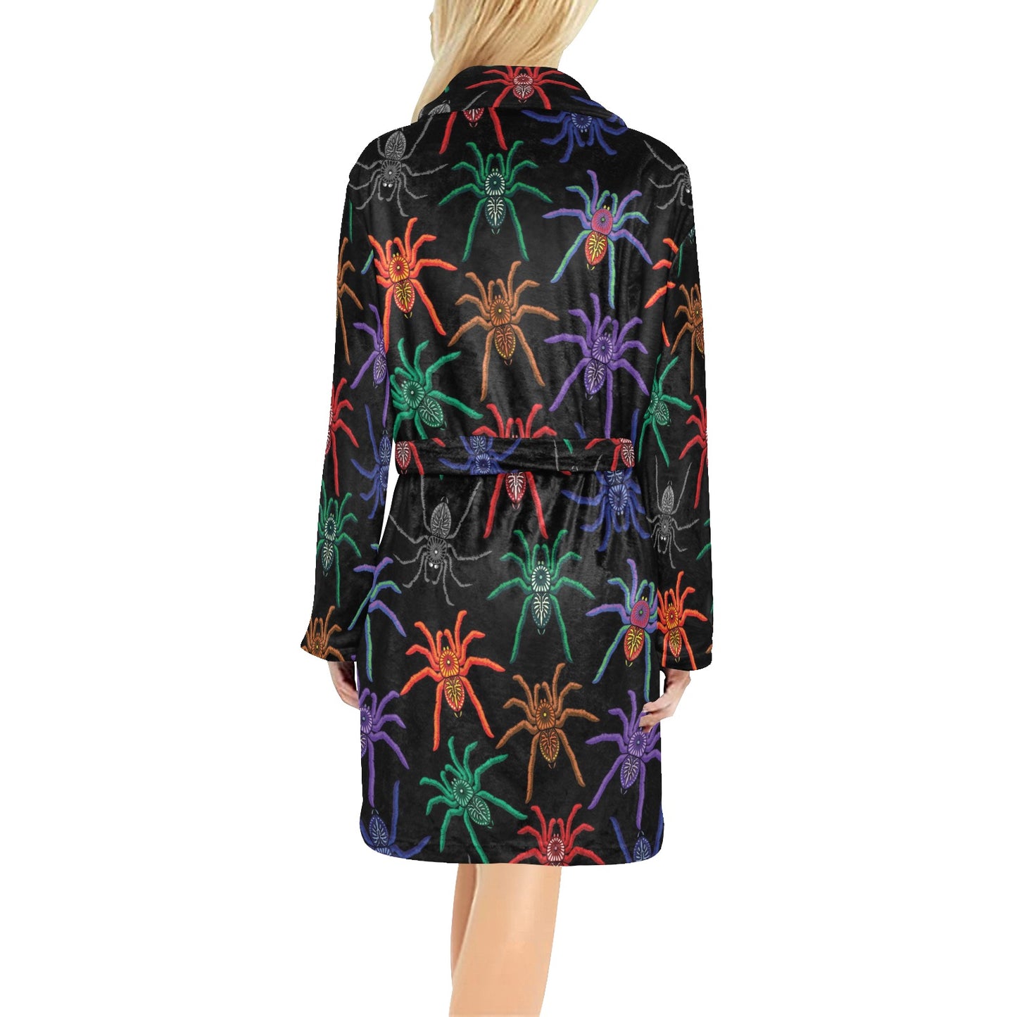 Tarantula Neon Color Pattern Print Design 03 Women's Fleece Robe