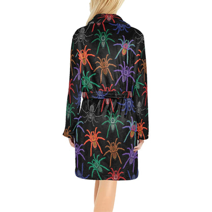 Tarantula Neon Color Pattern Print Design 03 Women's Fleece Robe