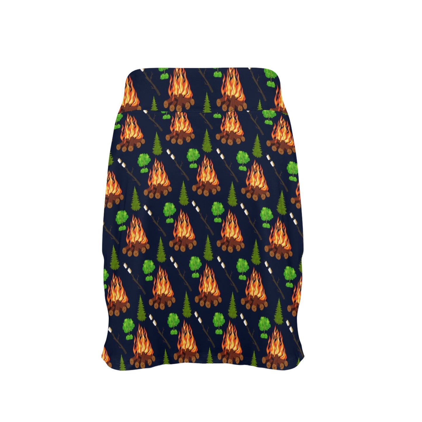 Camfire marshmallow Camping Design Print Women's Golf Skirt with Pocket