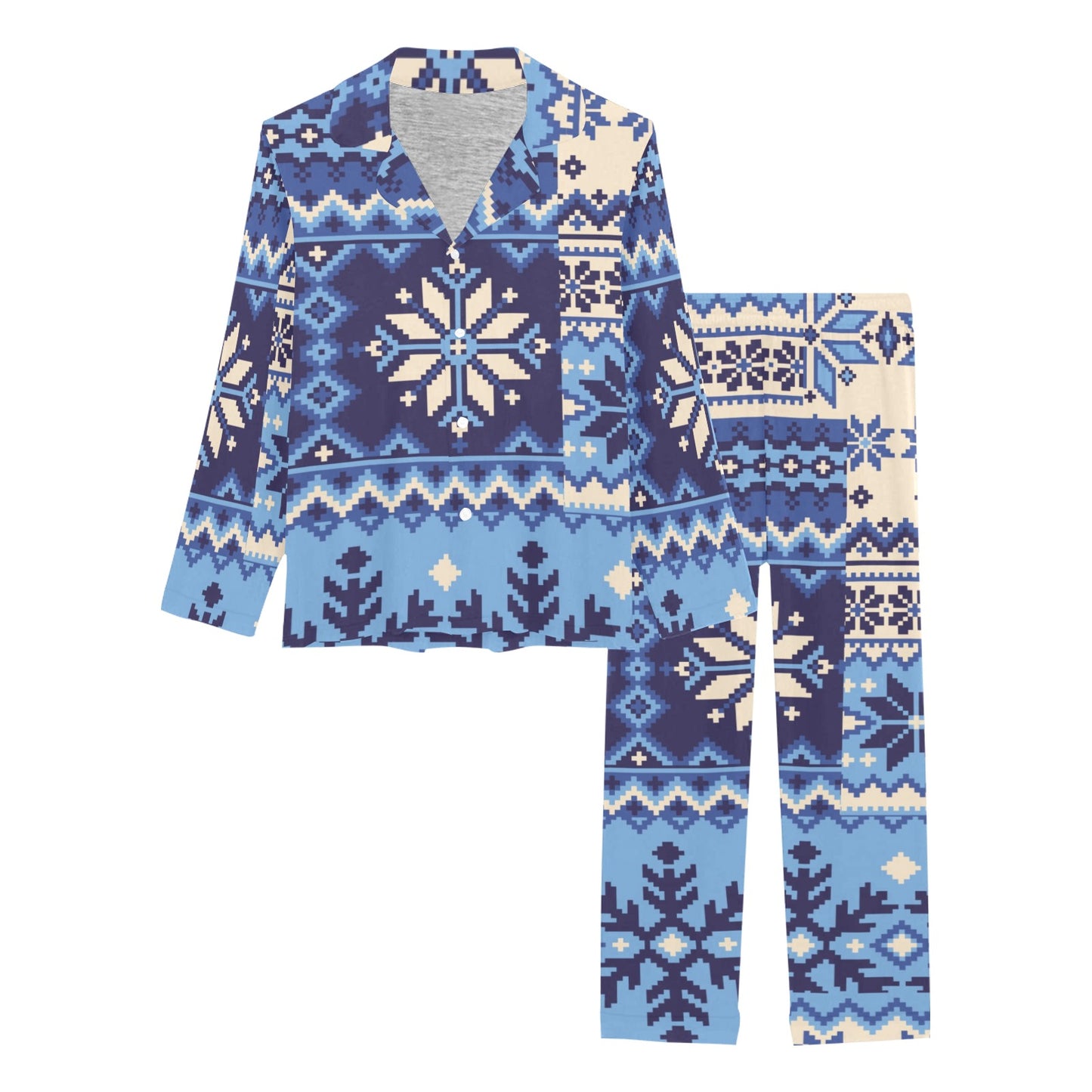 Nordic Pattern Print Design A04 Women's Long Pajama Set