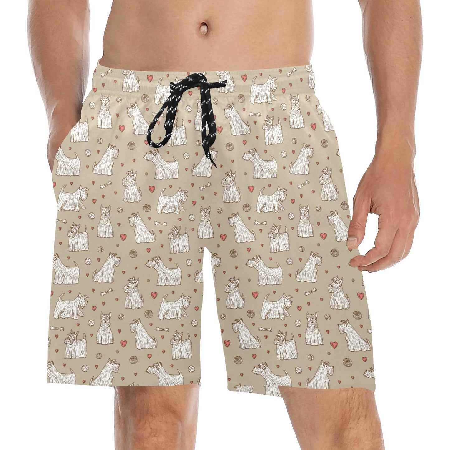 Scottish Terriers Print Design LKS3017 Men's Swim Trunks Beach Shorts