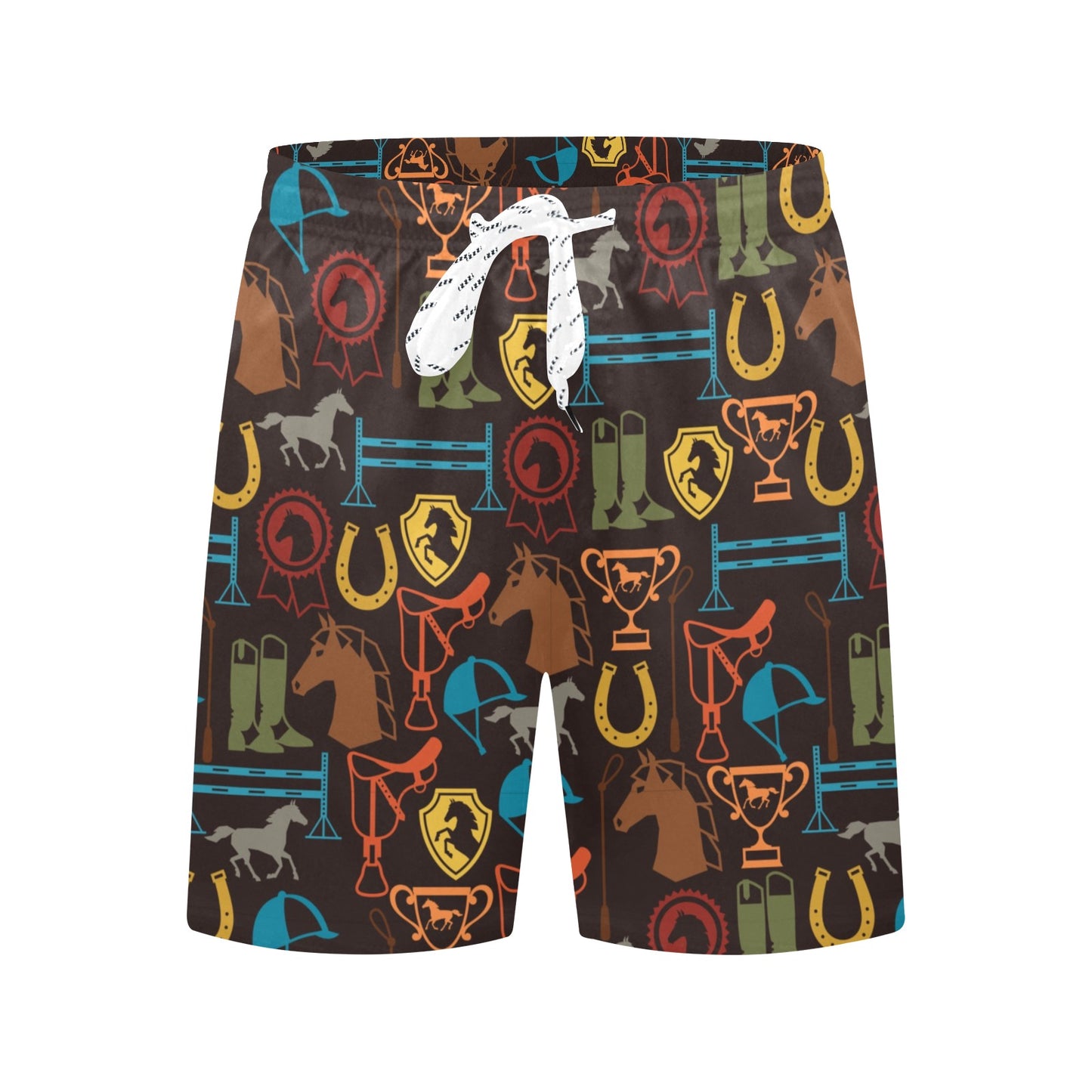 Equestrian Equipment Horse Colorful Men's Swim Trunks Beach Shorts