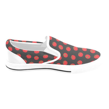 Tomato Print Design LKS305 White Slip Ons Canvas Women's Shoes