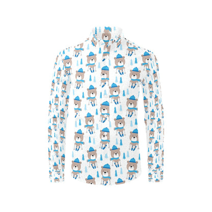 Ski Print Design LKS306 Men's Long Sleeve Dress Shirt