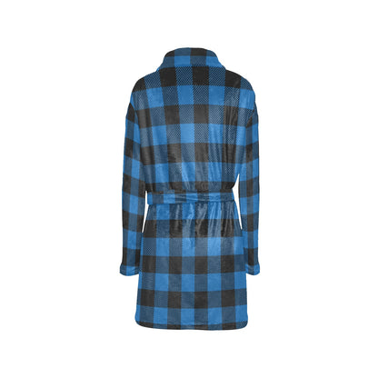 Buffalo check Blue Pattern Print Design 03 Women's Fleece Robe