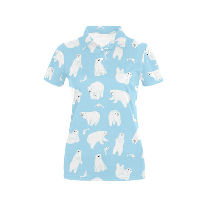 Polar Bear Pattern Print Design PB01 Women's Polo Shirt