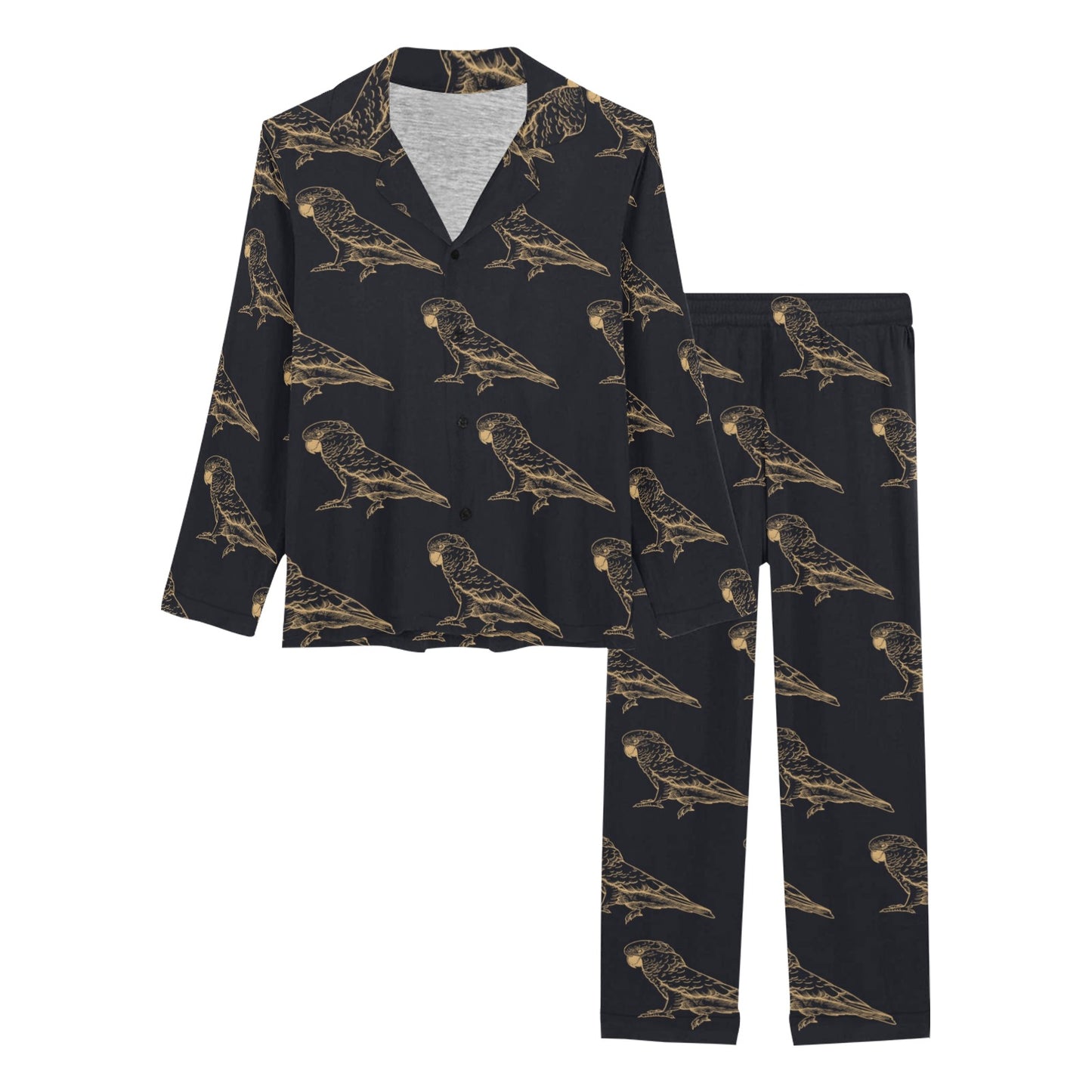 Parakeet Pattern Print Design A04 Women's Long Pajama Set