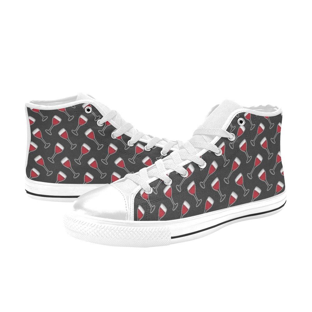 Wine Print Design LKS308 Men's High Top Canvas Shoes