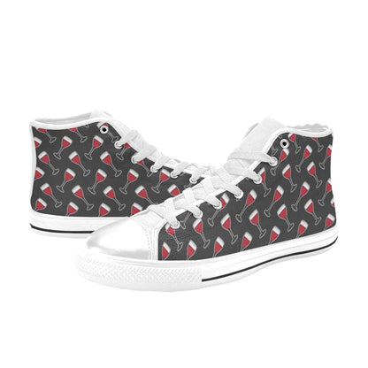 Wine Print Design LKS308 Men's High Top Canvas Shoes
