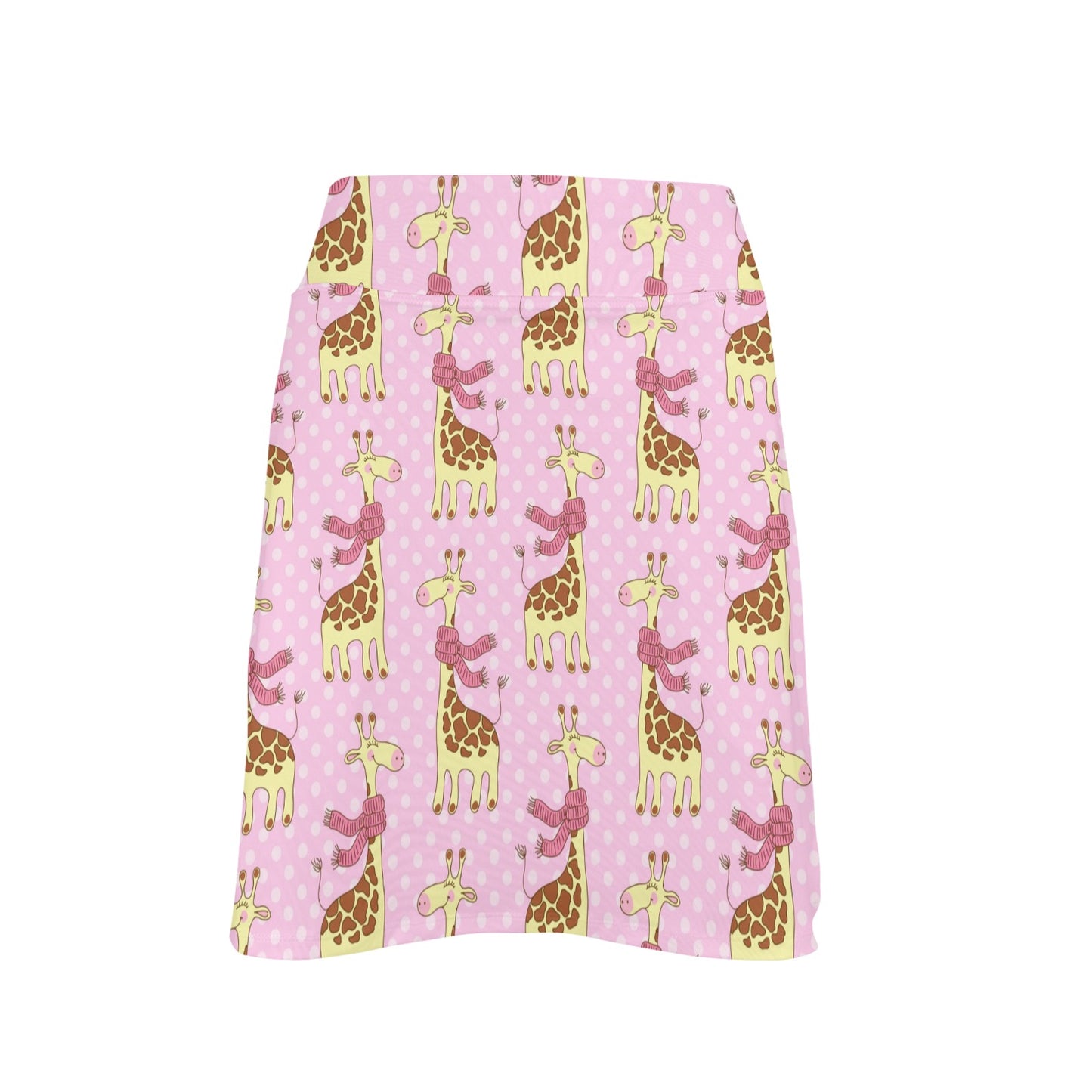 Giraffe Cute Pink Polka Dot Print 17" Golf & Pickleball Skort with Pockets