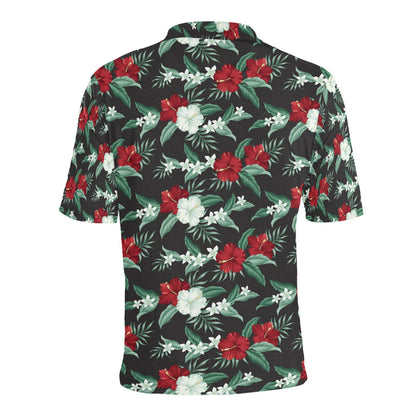 Tropical Flower Print Design LKS303 Men Polo Shirt