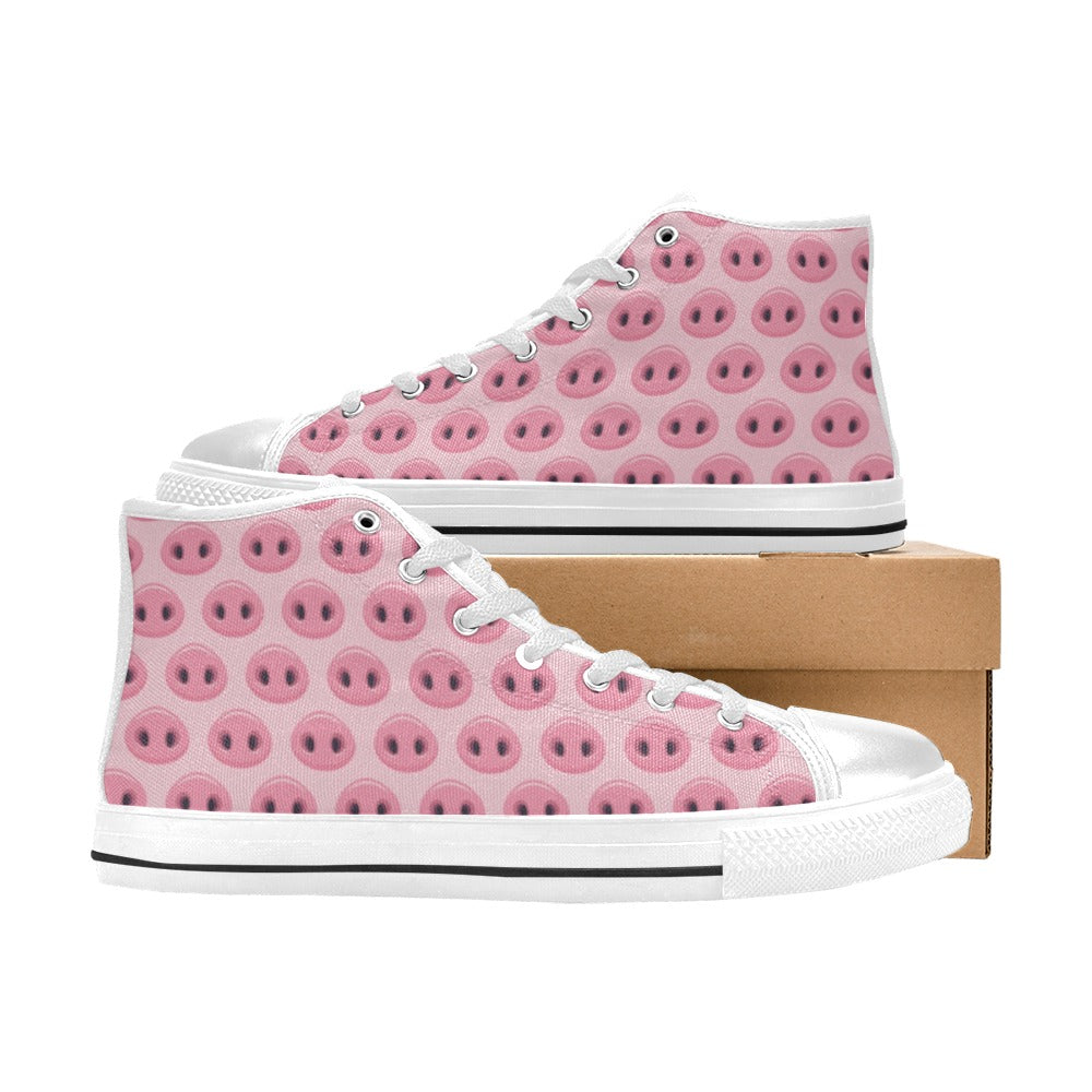 Pig Print Design LKS401 Men's High Top Canvas Shoes