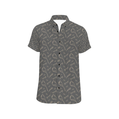 Steak Print Design LKS302 Men Short Sleeve Button Up Shirt