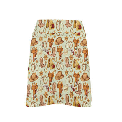 Western Cowboy Design Pattern Women's Golf Skirt with Pocket