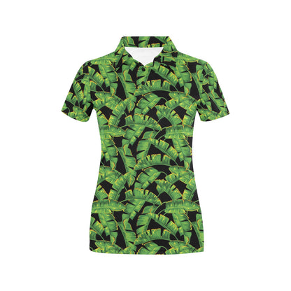 Banana Leaf Pattern Print Design 03 Women's Polo Shirt