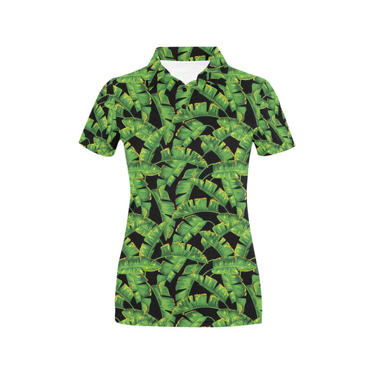 Banana Leaf Pattern Print Design 03 Women's Polo Shirt