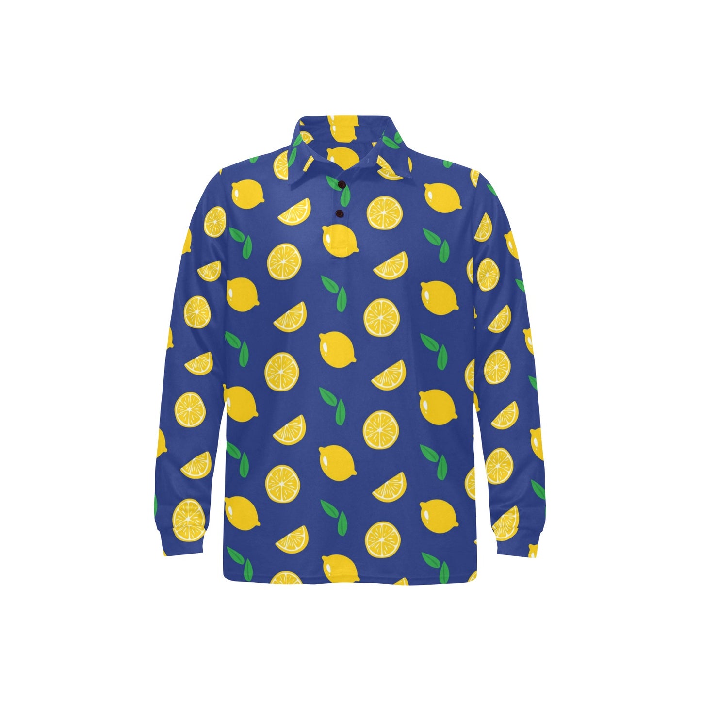 Citrus  Pattern Print Design 02 Long Sleeve Polo Shirt For Men's