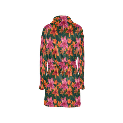 Amaryllis Pattern Print Design AL01 Women's Fleece Robe