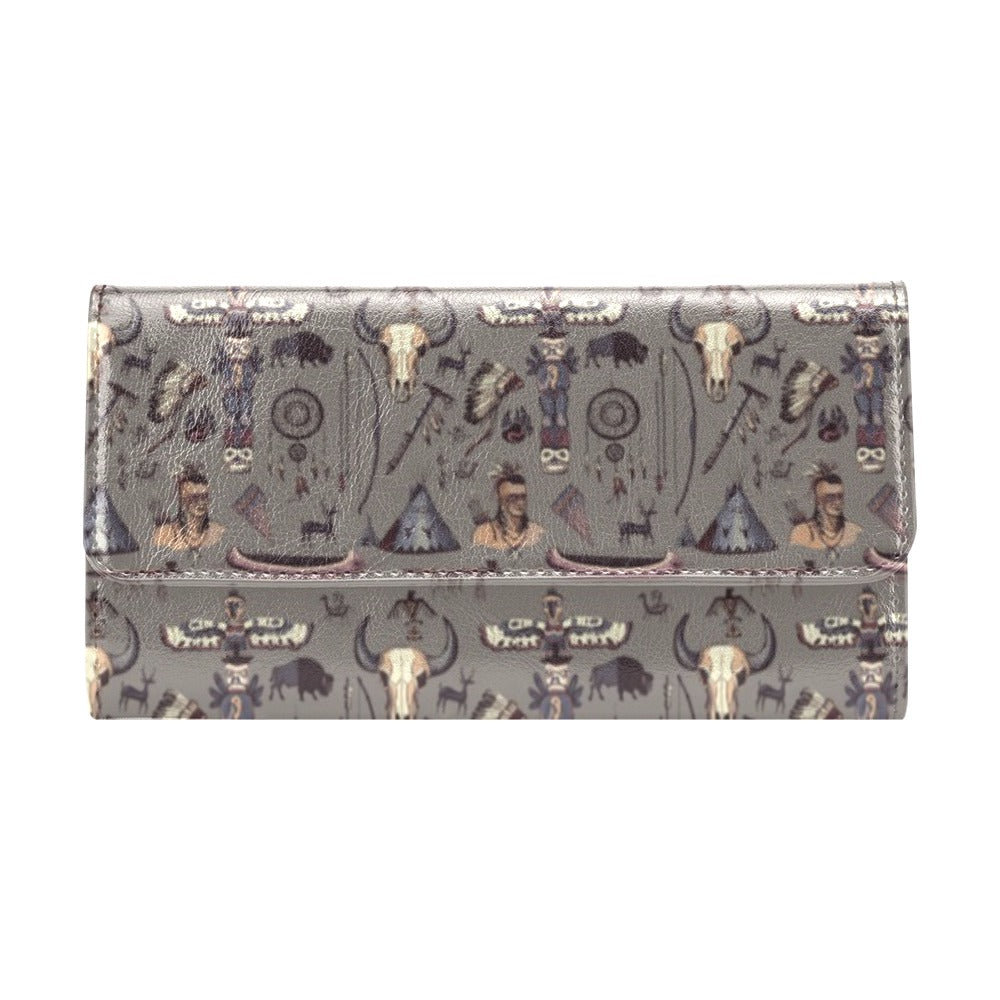 Native Indian life Design Print Women's Trifold Wallet