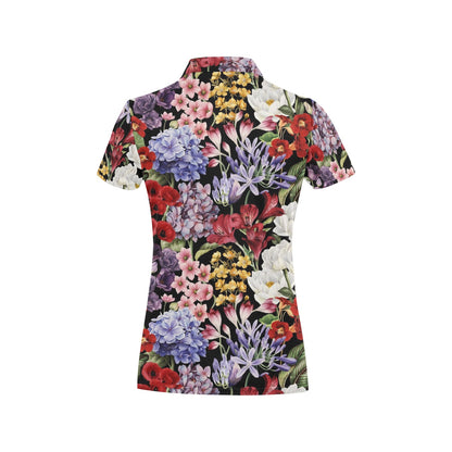 Summer Floral Pattern Print Design SF04 Women's Polo Shirt
