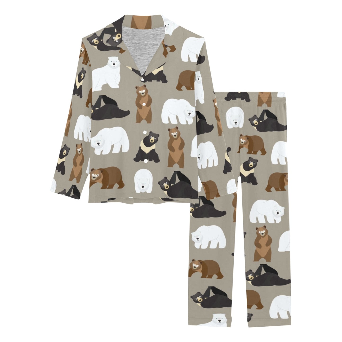 Bear Pattern Print Design BE03 Women's Long Pajama Set