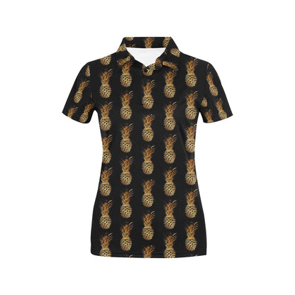 Pineapple Pattern Print Design A02 Women's Polo Shirt