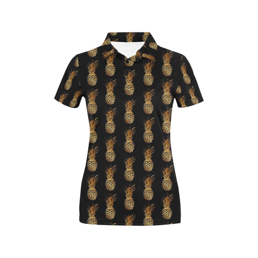 Pineapple Pattern Print Design A02 Women's Polo Shirt