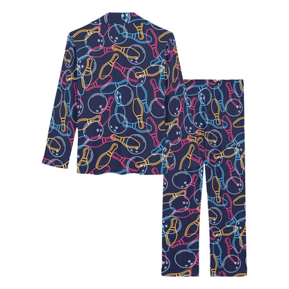 Bowling Pattern Print Design 07 Women's Long Pajama Set