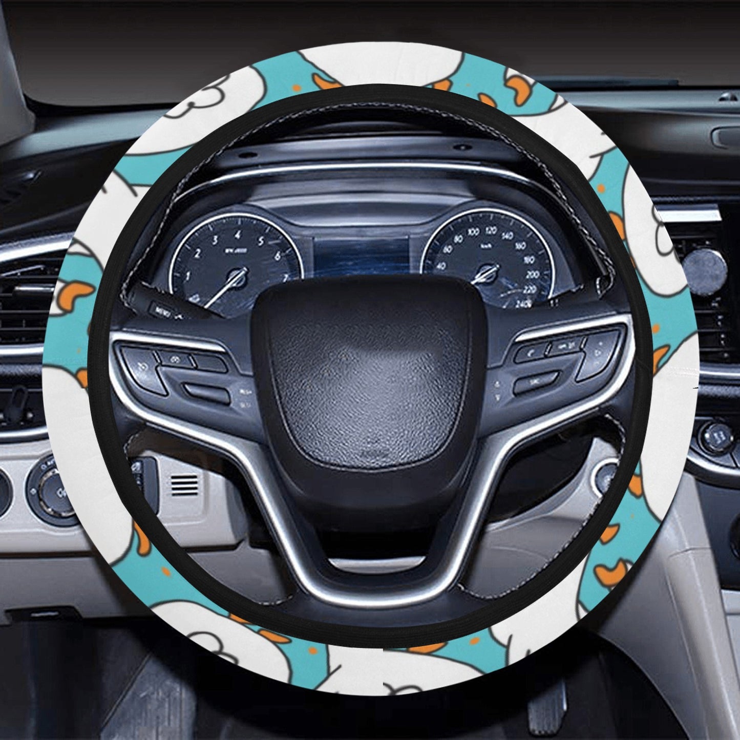 Goose Print Design LKS403 Steering Wheel Cover with Elastic Edge